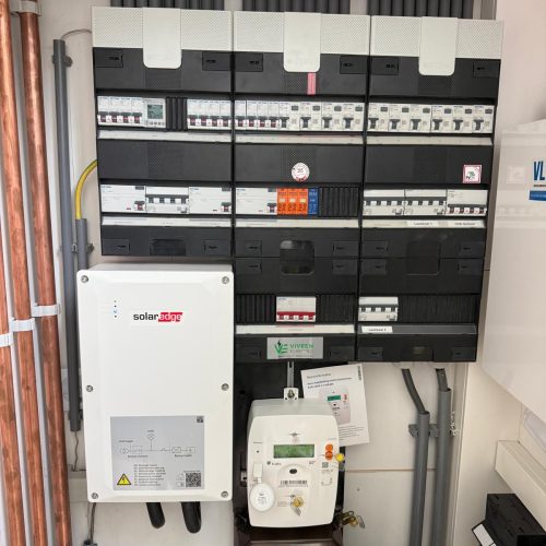 Meterkast met omvormer en groepenkast voor zonnepanelen
